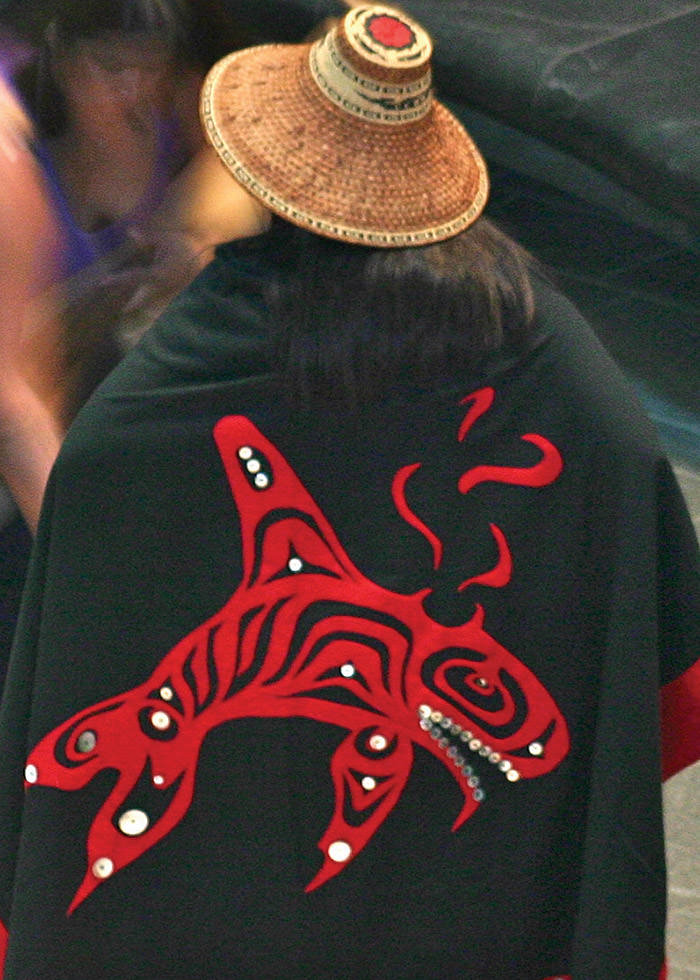 Makah Tribe tribe member in traditional dress