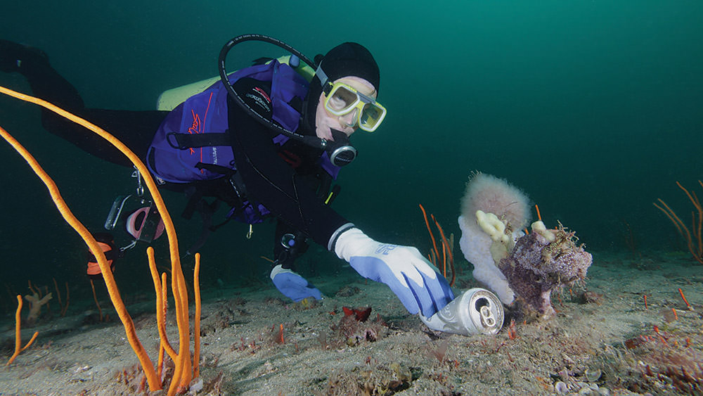 diver cleaning up debris