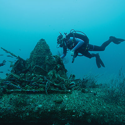 diver near the wreck of Avenger, Channel Islands NMS