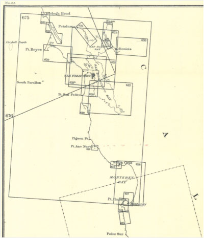 1887 Map and Chart Footprint Index Map for the southern end of the Sanctuary