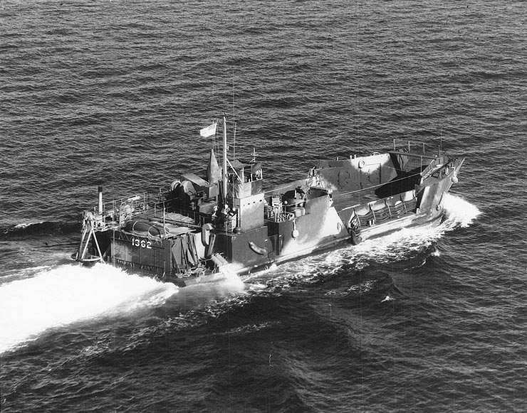 An example of an LCT (LCT-1362) underway, 1944. 