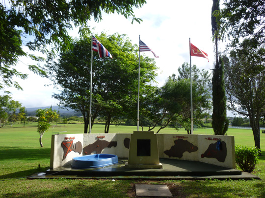 Plaques commemorating Camp Maui, now the Memorial Park of the 4th Marine Division.
