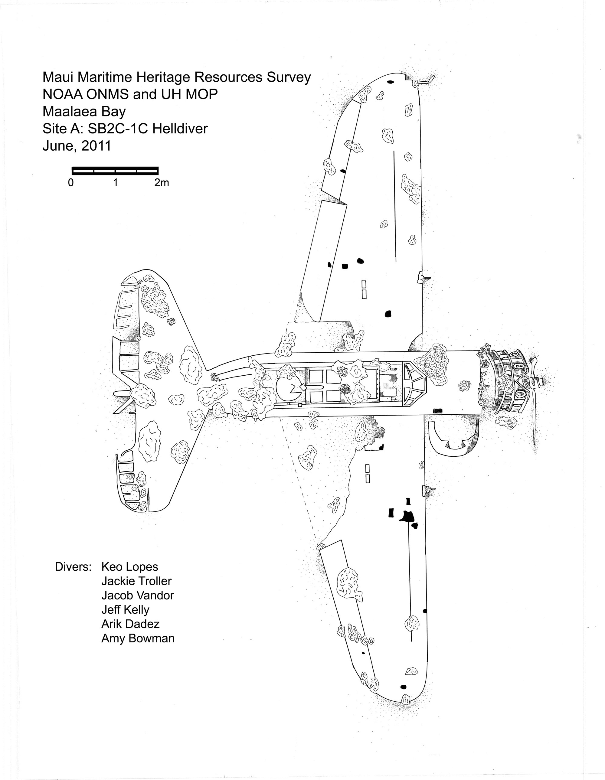 Plan view drawing of the Helldiver site completed by the students.