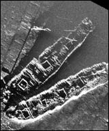 Side scan sonar image of the Frank A. Palmer and Louise B. Crary.