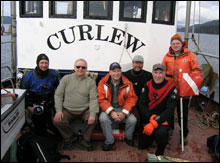 The 2006 shipwreck project scientists, left-to-right: Dave McMahan, John Kelley, John Jensen, Hans Van Tilburg, Stephen Jewett, and Michael Burwell.