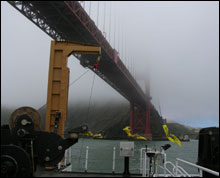 Passing beneath the Golden Gate