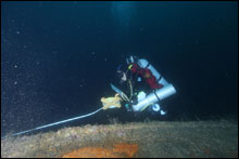 NOAA diver surveying E.M. Clark (NOAA)