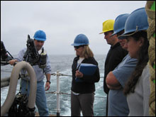 2.	ROV crew gets briefed by ROV personnel on the ROV
