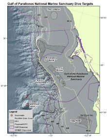 ROV and AUV Dive sites in the Leg 1, Olympic Coast National Marine Sanctuary