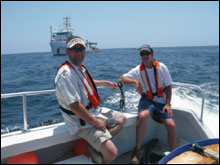 Sanctuary Advisory Council member Tim Tarver (L) and GA DNR volunteer fishermen