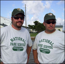 Assisting with the expedition are National Park Service partners Brett Seymour and Dave Conlin Photo credit: NOAA
