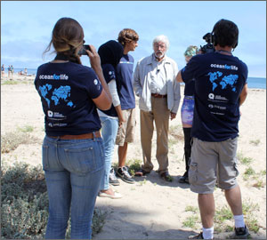 OFL participants interviewing and working along side Jean Michel Cousteau.