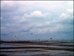 Kitesurfing on the Cote D'Opale, near a study area for a new marine park in France.