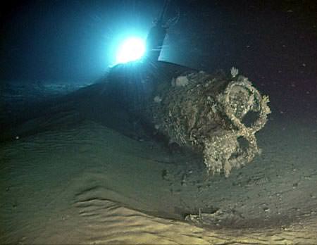 bow of the  midget submarine wreck