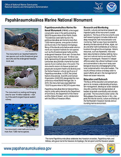 Papahānaumokuākea Marine National Monument fact sheet