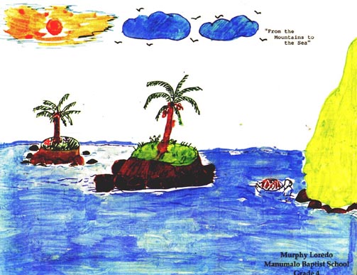 student drawing of Fagatele Bay