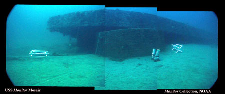 Under water photo of the wreck of the monitor