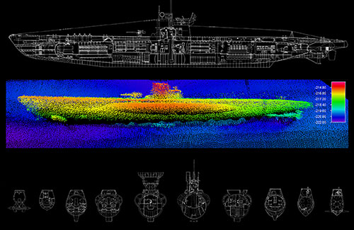 photo of sideview sonar of u576