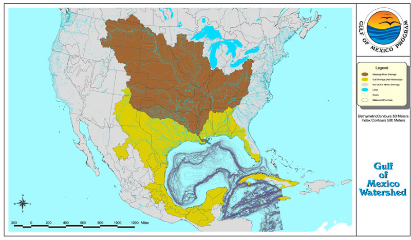 Figure 6.	Gulf of Mexico watershed. Source: Environmental Protection Agency