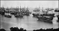 Figure 6. Ships in Yerba Buena Cove, San Francisco during the gold rush 1849 � 1850. (Image: Library of Congress)