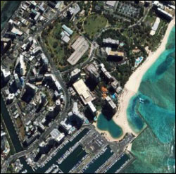Figure 15. Satellite image of Waikiki's heavily developed shoreline. (Photo: University of Hawai'i)