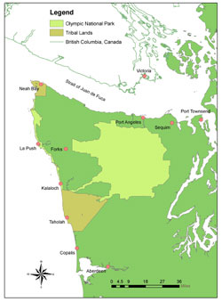 Figure 6. Most current-day cities and towns around the Olympic Peninsula grew from Native American village sites.
