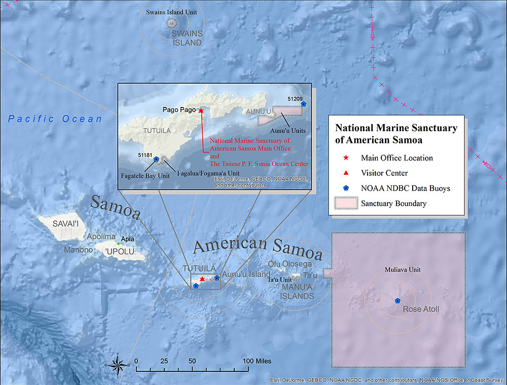 national marine sanctuary of American Samoa sentinel site map