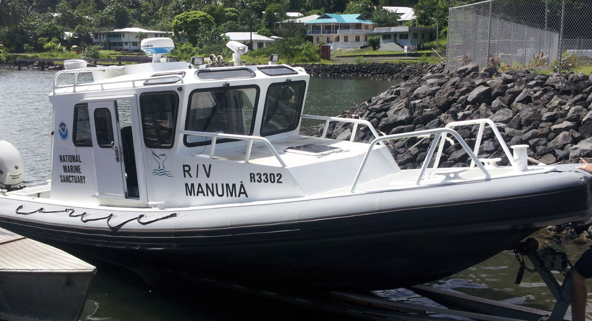RV Manuma about to be released into the water