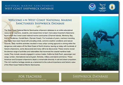 shipwreck database screen capture