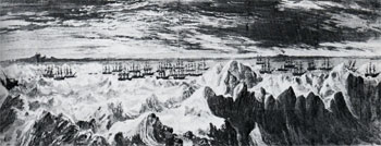 Whaling Fleet Trapped by the Ice, from Harpers Weekly (Bockstoce 1986)