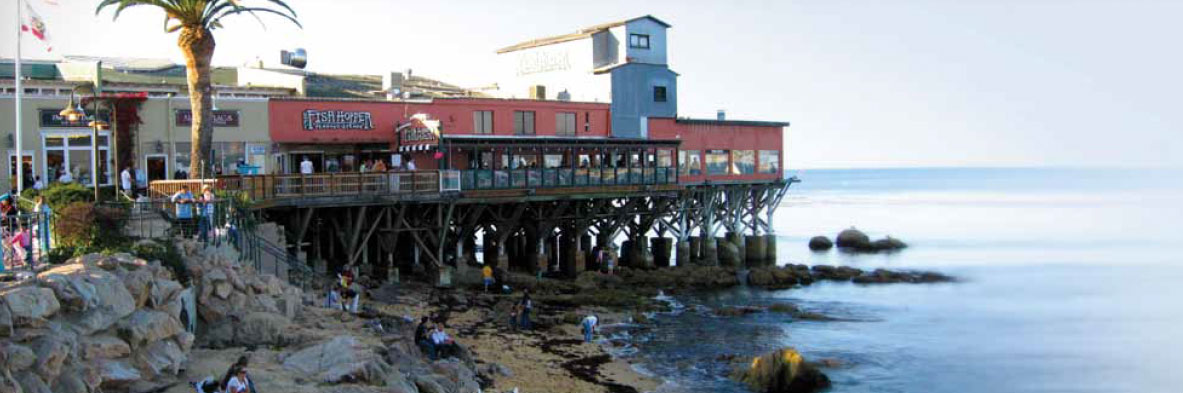 photo of pier with shops