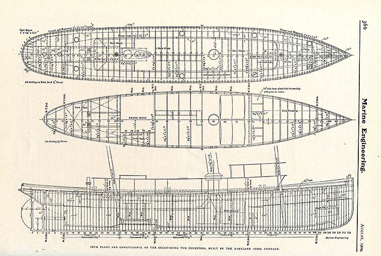 Conestoga plans from marine engineering 1904