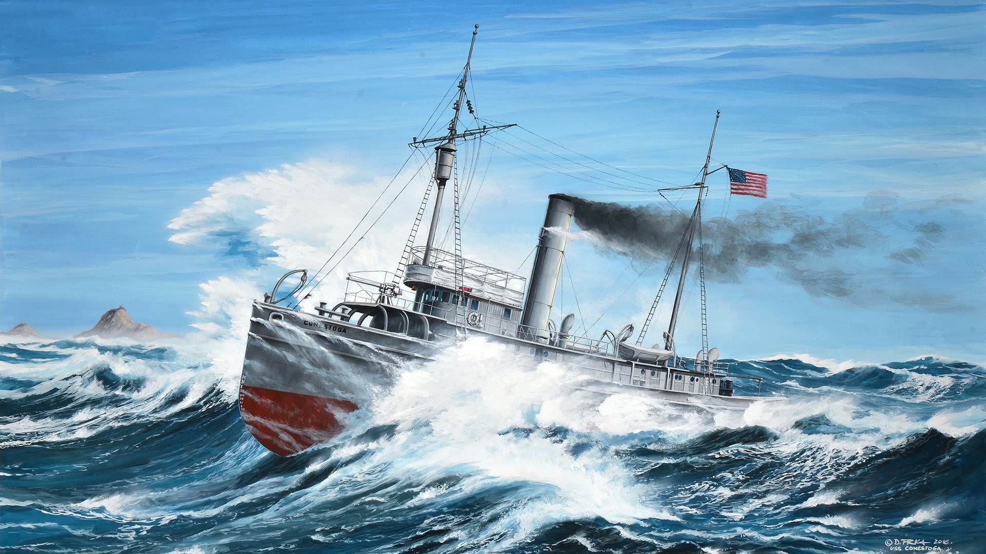 painting of Conestoga at sea