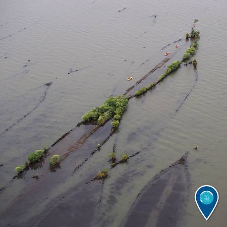 aerial view of mallow bay shipwreck