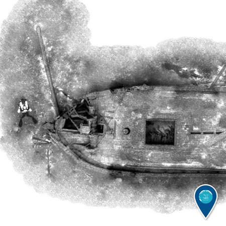 photomosaic of a shipwreck in lake michigan