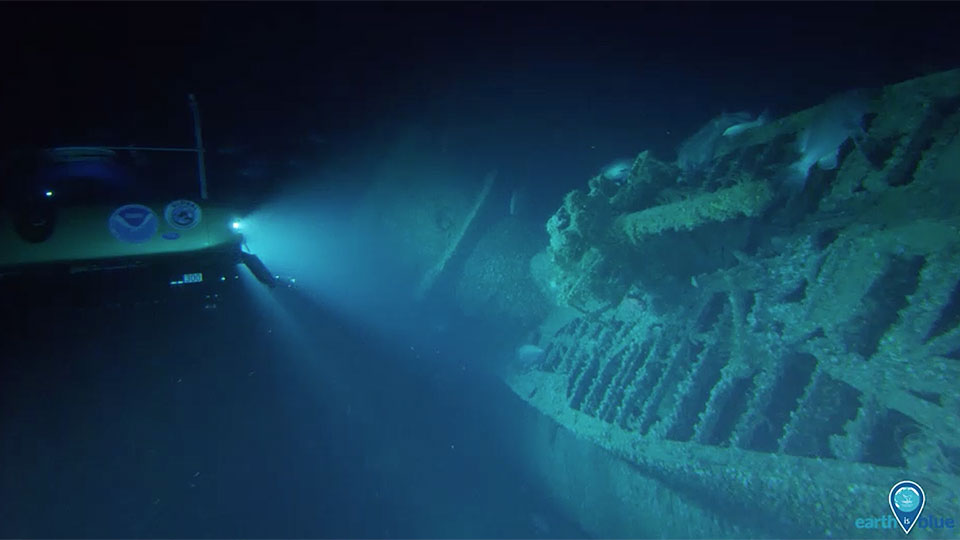An old piece of a World War II shipwreck lies on the ocean floor off North Carolina’s coast.