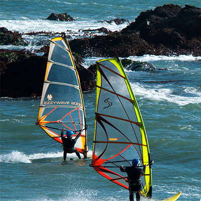 a pair of people wind surfing, Monterey Bay NMS; Photo Robert Schwemmer/NOAA;