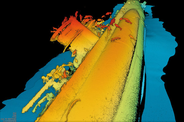 a point cloud model of u-576 generated from laser data