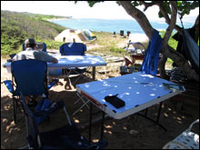 The drawing tables at camp, where students created the site plans.  H Van Tilburg/NOAA ONMS