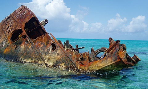 hoie maru shipwreck above water