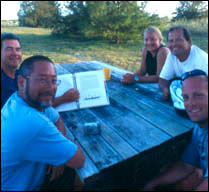 Maritime Heritage Team at Kure Atoll (L to R: Brad Rodgers, Hans Van Tilburg, Kelly Gleason, Tony Sarabia, Andy Lydecker)
