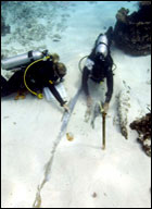 Archaeologists documenting whaling shipwreck site, Pearl and Hermes Atoll