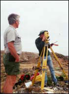 Retired NPS archaeologist Don Morris lends a helping hand with the surveying of the wreck site from Anacapa Island.
