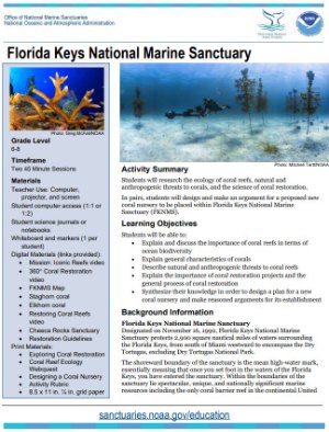 Florida Keys National Marine Sanctuary VR lesson plan