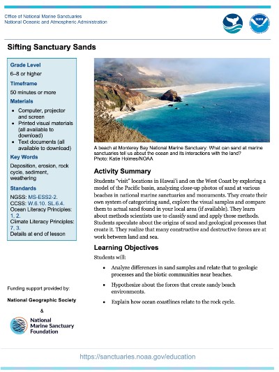 Preview of Sifting Sanctuary Sands lesson plan