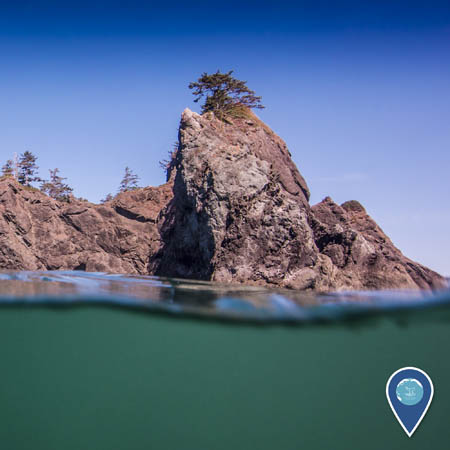 rocky cliffs and seastacks in olymyic coast national marine sanctuary