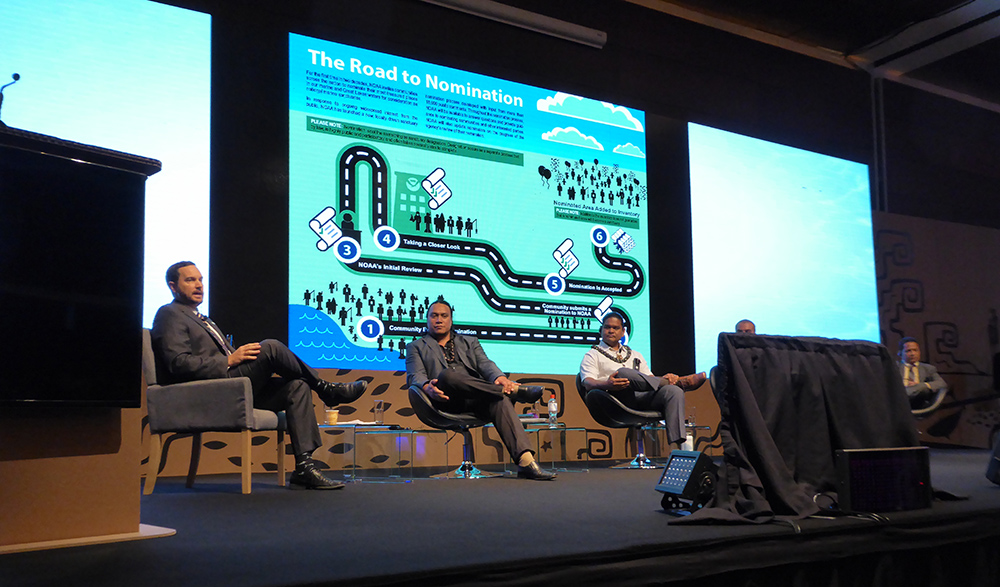a panel discussion on stage