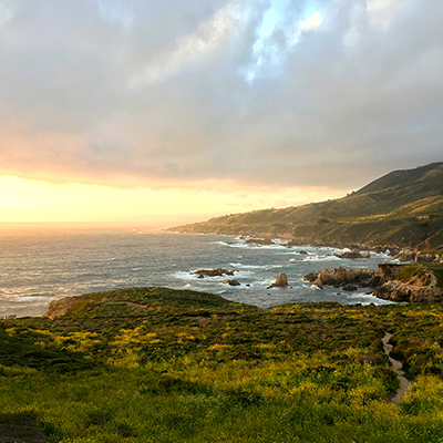 sunset over the ocean from big sur