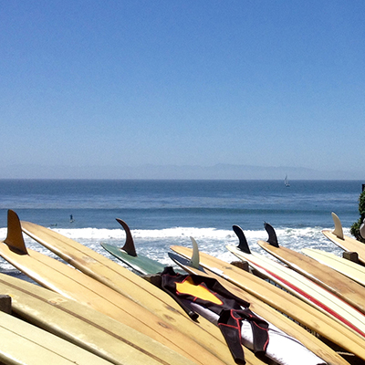 longboards on the beach