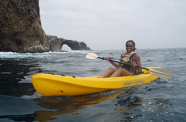 women in a kayak